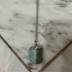 Vintage turquoise pendant long necklace